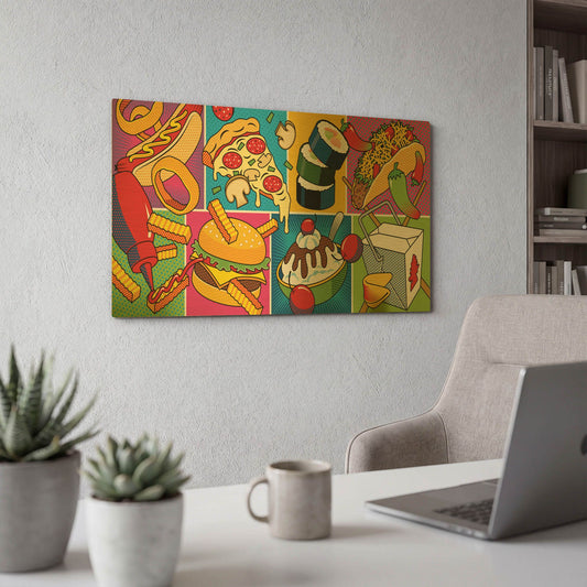 'Takeout Food Montage' By Ron Magnes Gold Metal Wall Art