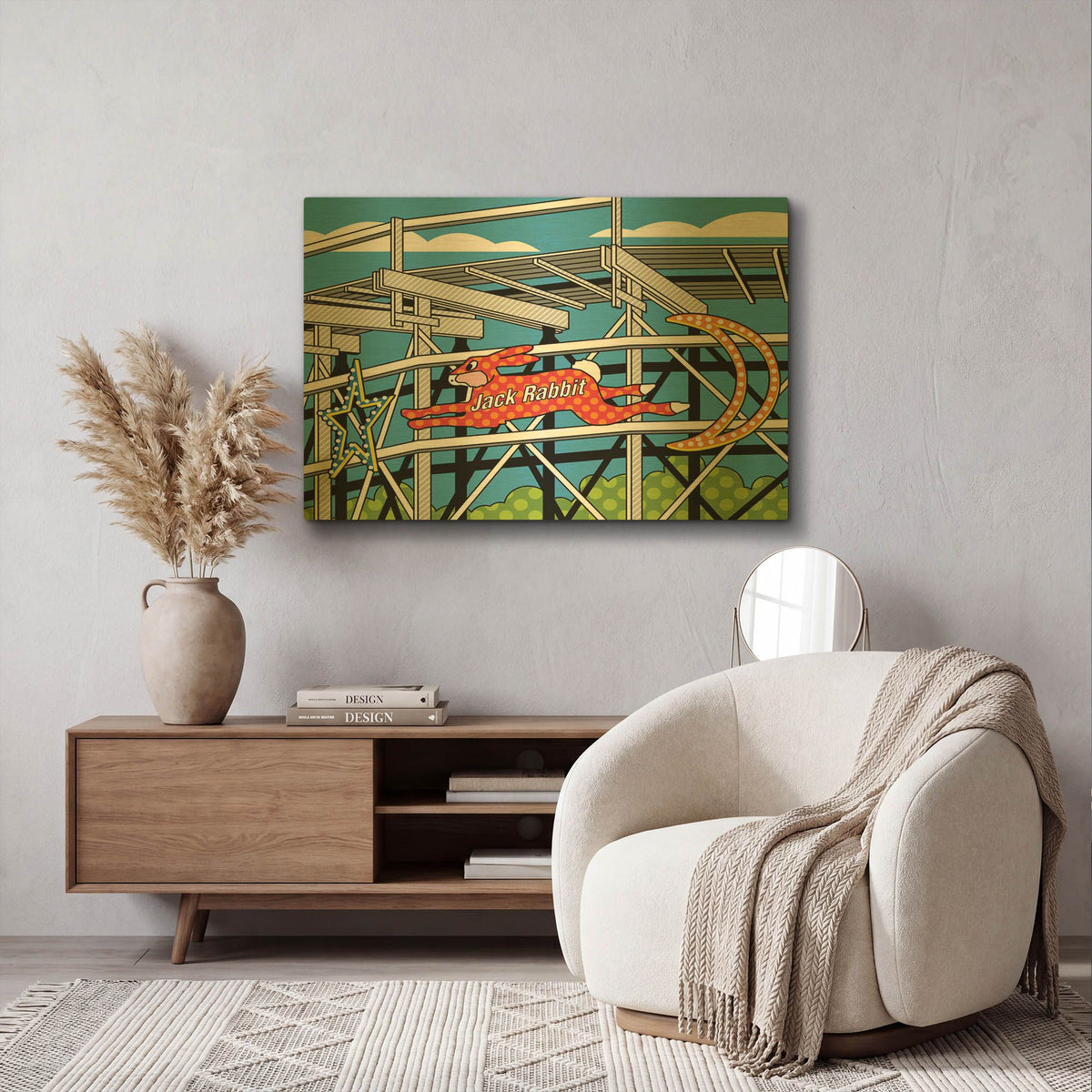'Jack Rabbit Roller Coaster' By Ron Magnes Gold Metal Wall Art