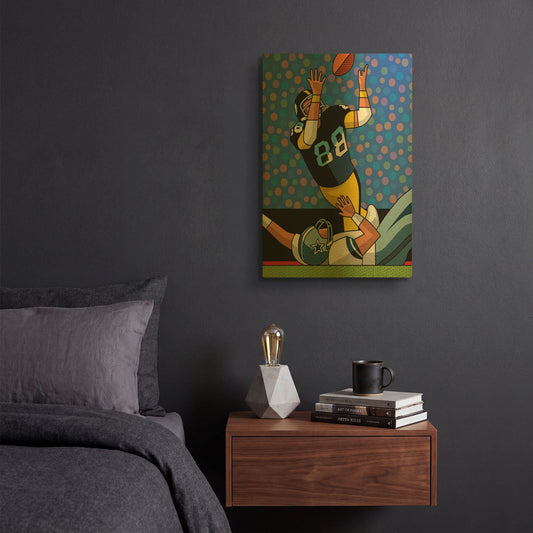 'Lynn Swann Super Bowl Catch' By Ron Magnes Gold Metal Wall Art