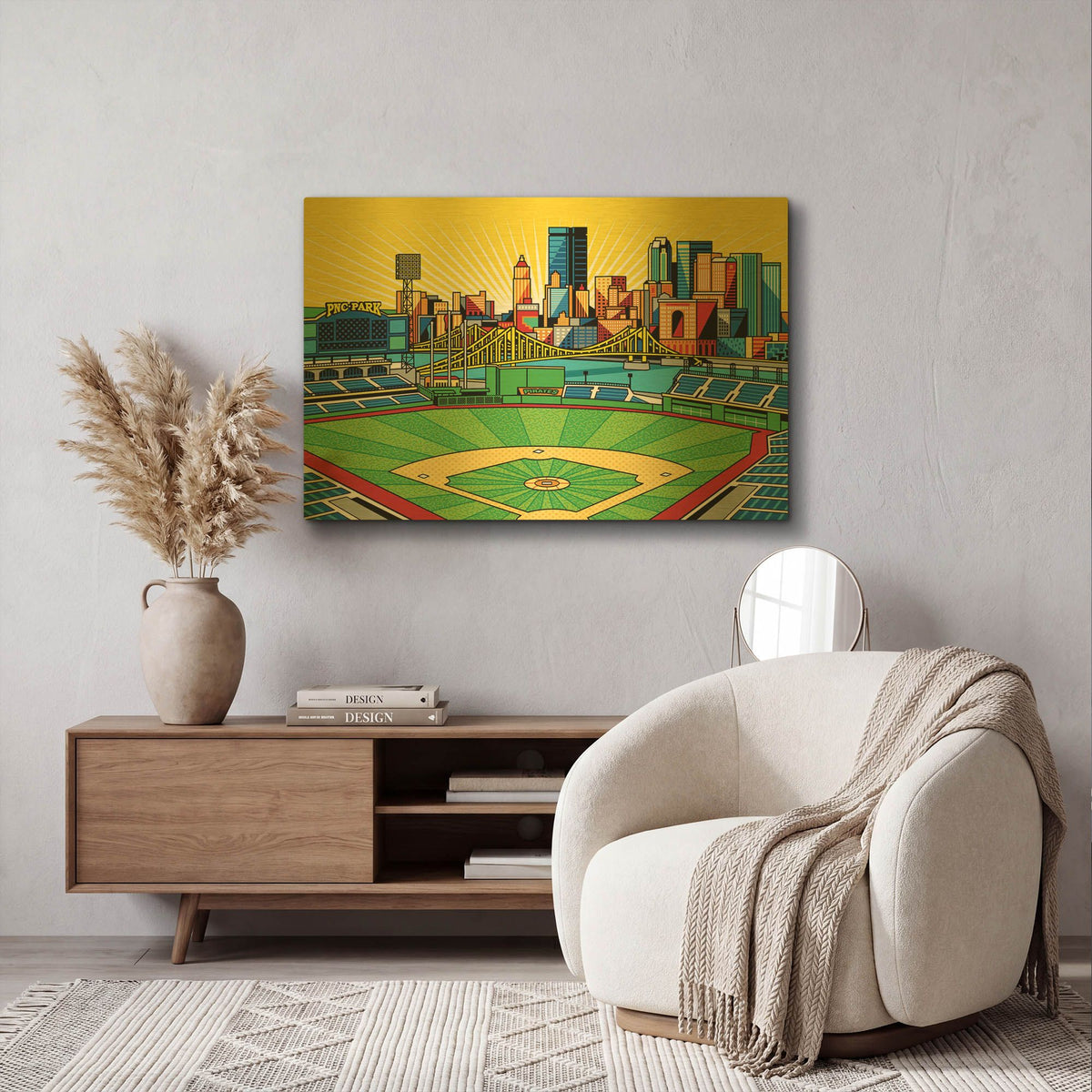 'PNC Park Pittsburgh' By Ron Magnes Gold Metal Wall Art