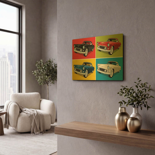 '1956 Thunderbird Classic Car' By Ron Magnes Gold Metal Wall Art