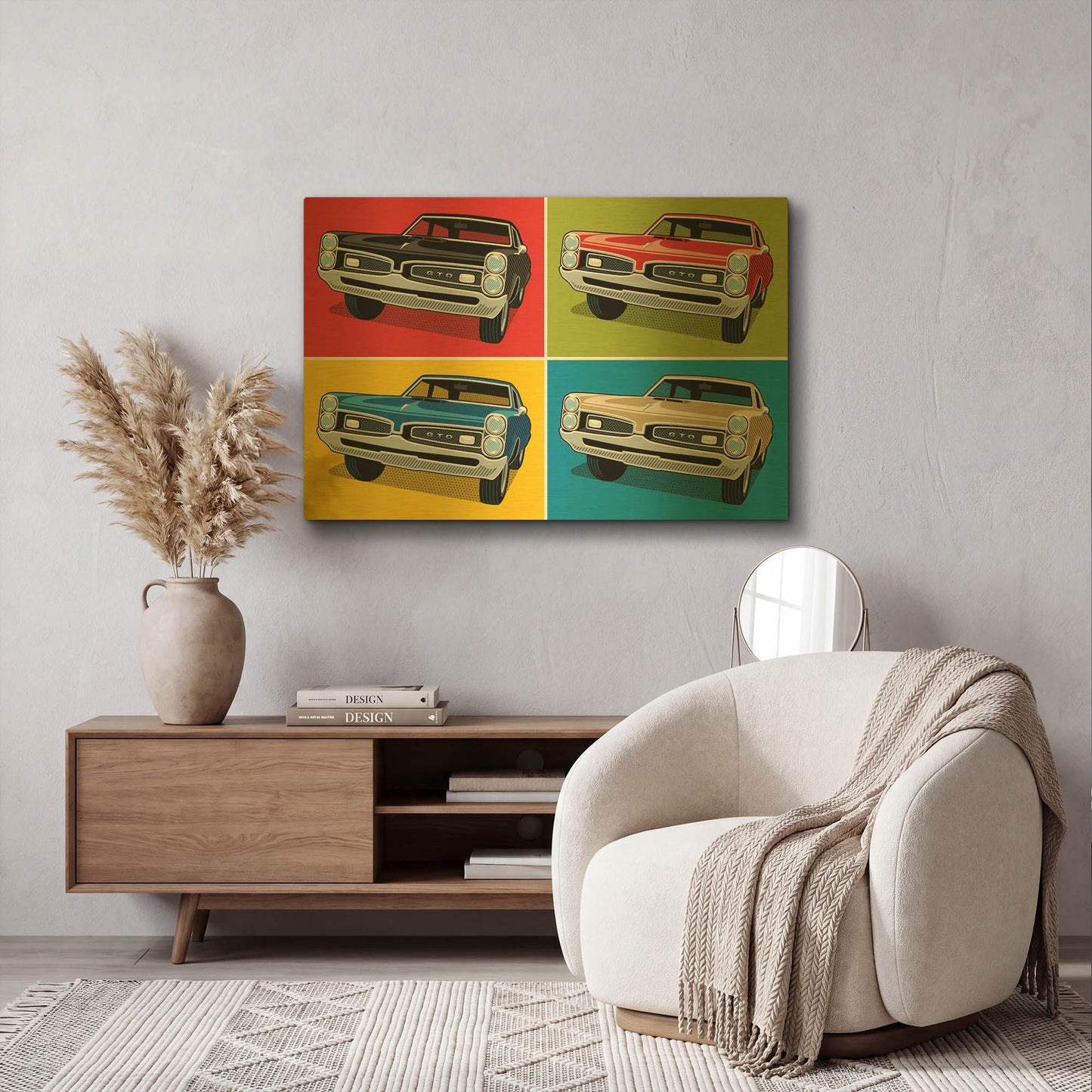 '1967 GTO Classic Car' By Ron Magnes Gold Metal Wall Art