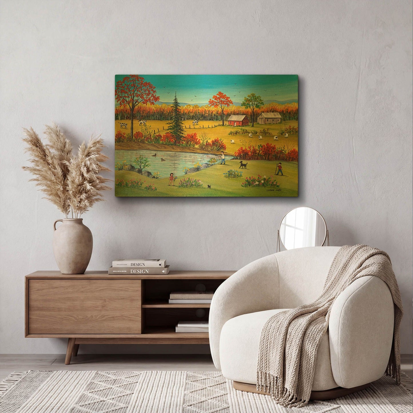 'Autumn by the Brook' By Sharon Mark Gold Metal Wall Art