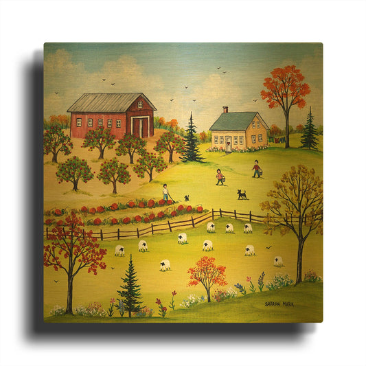 'Chore Time' By Sharon Mark Gold Metal Wall Art