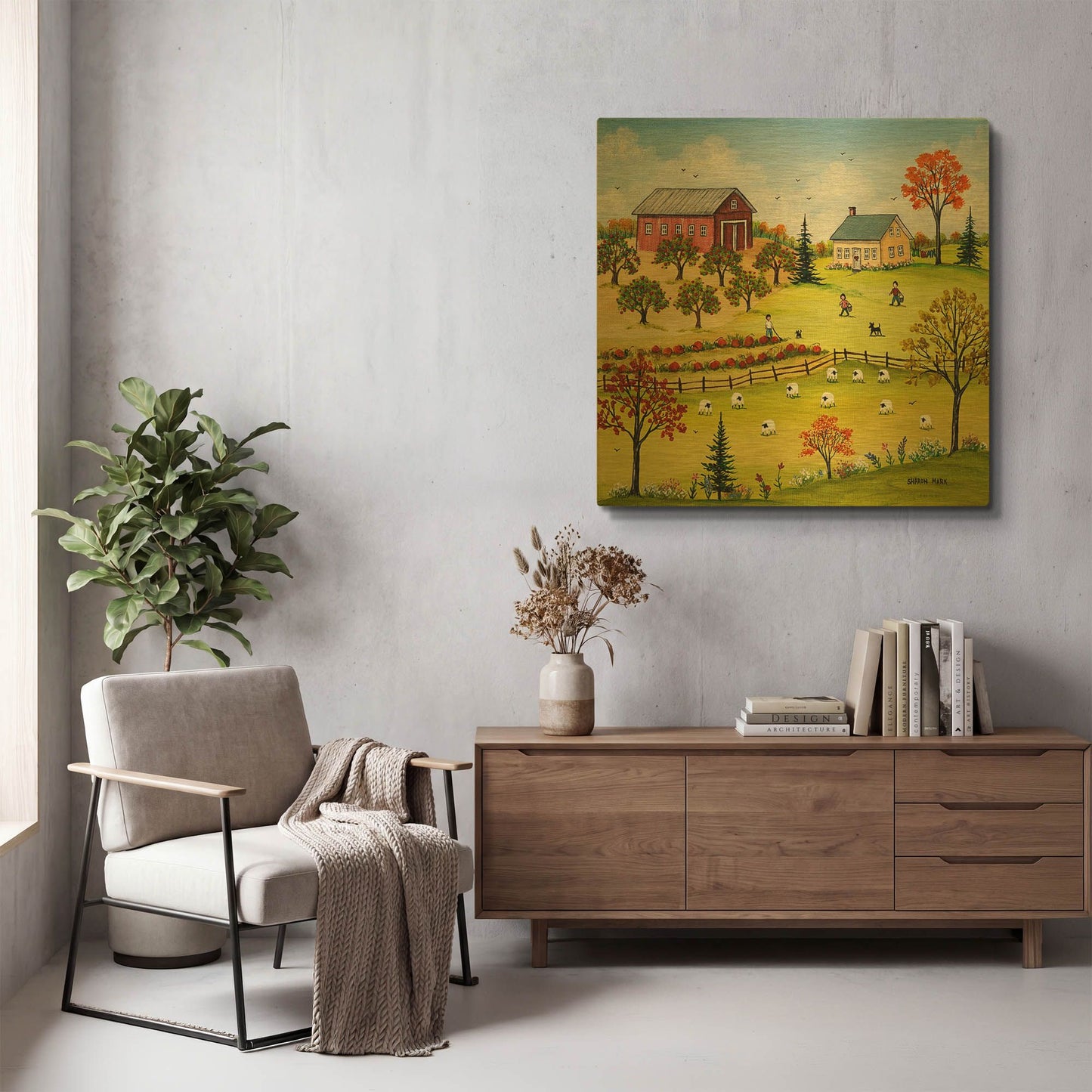 'Chore Time' By Sharon Mark Gold Metal Wall Art