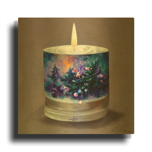 'Christmas Candle 5' By Tanya Mavric Gold Metal Wall Art