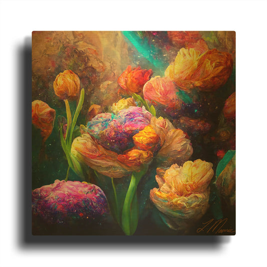 'Flowers Visionary Bloom 1' By Tanya Mavric Gold Metal Wall Art