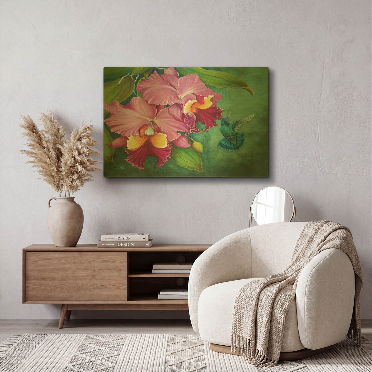 'Gree Violet Eared Humming Bird' By Tim Marsh Gold Metal Wall Art