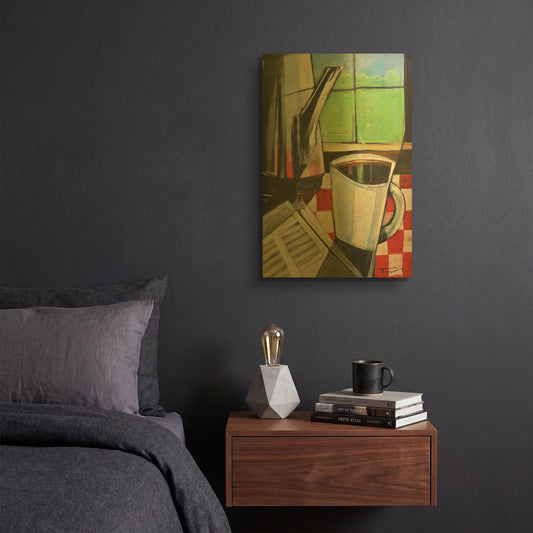'Coffee And Morning News' By Tim Nyberg Gold Metal Wall Art