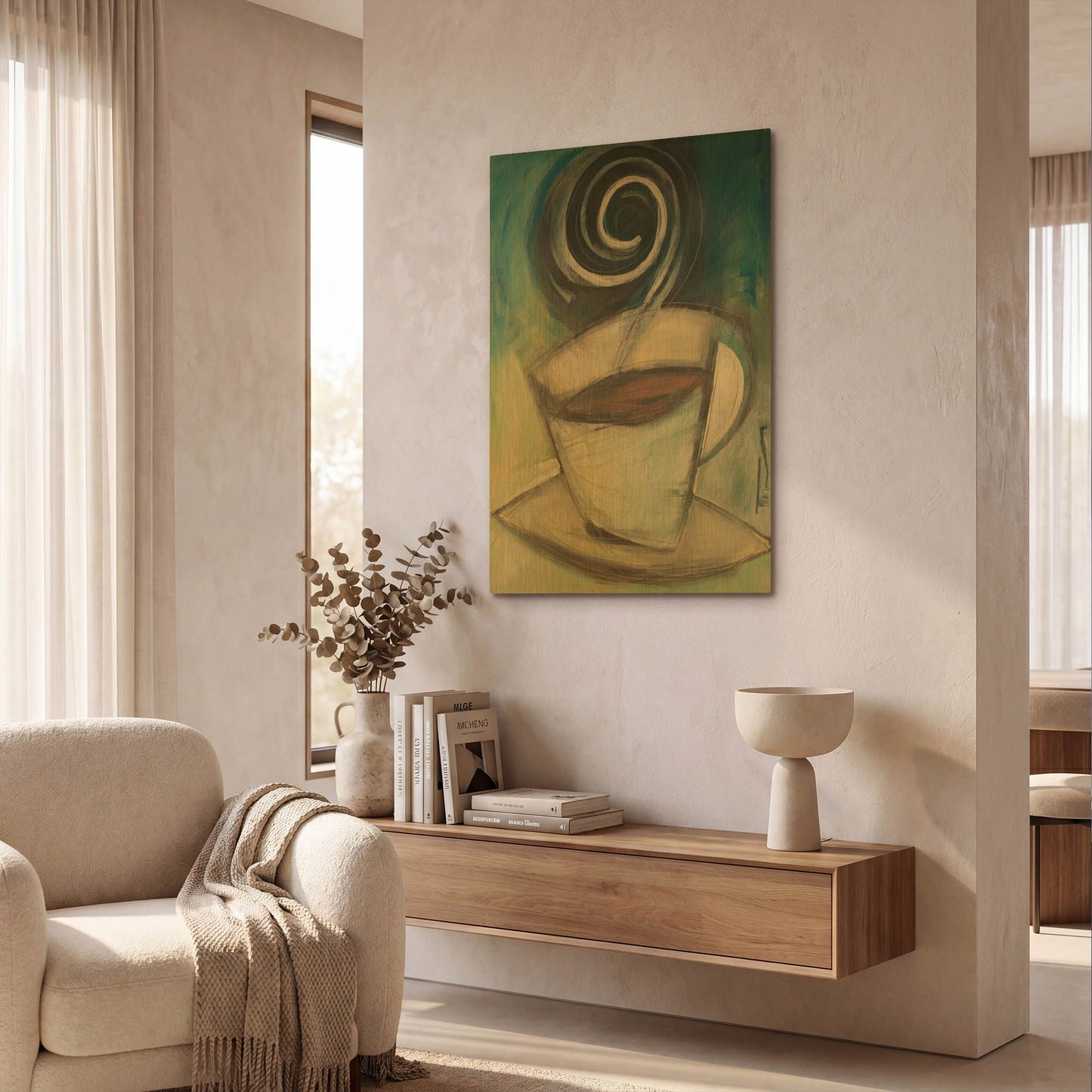 'First Cup Of The Day' By Tim Nyberg Gold Metal Wall Art