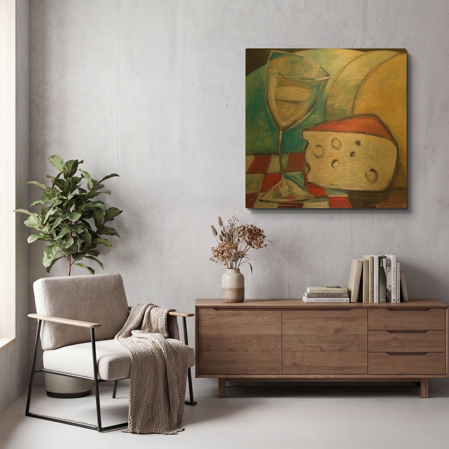 'Wine Wedge And Wheel' By Tim Nyberg Gold Metal Wall Art