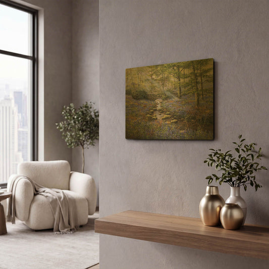 'Bluebell Bridge' By Bill Makinson Gold Metal Wall Art