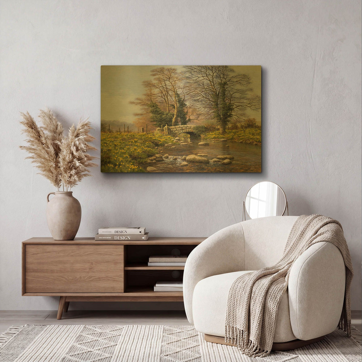 'Daffodil Bridge' By Bill Makinson Gold Metal Wall Art