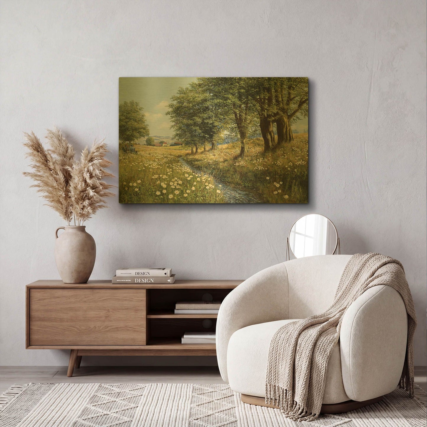 'Beeches And Daisies' By Bill Makinson Gold Metal Wall Art
