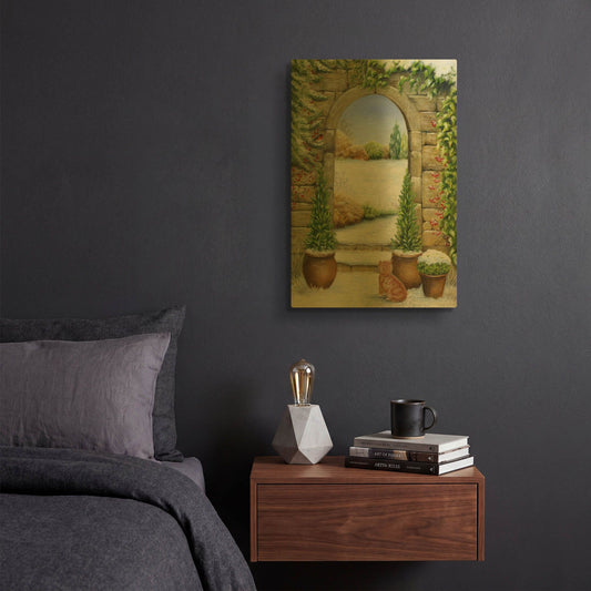 'Christmas Garden' By Janet Pidoux Gold Metal Wall Art