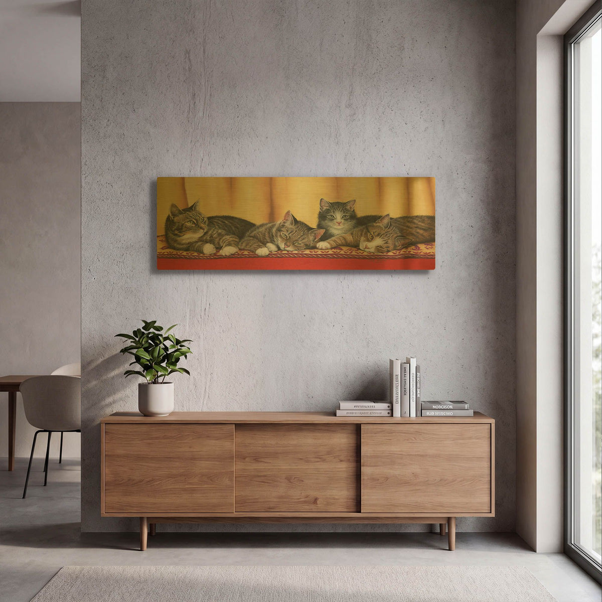 'Relaxing Tabbies' By Janet Pidoux Gold Metal Wall Art