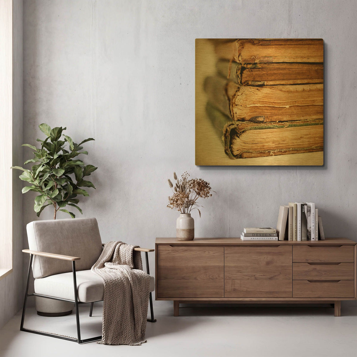 'In The Stacks' By Jessica Rogers Gold Metal Wall Art
