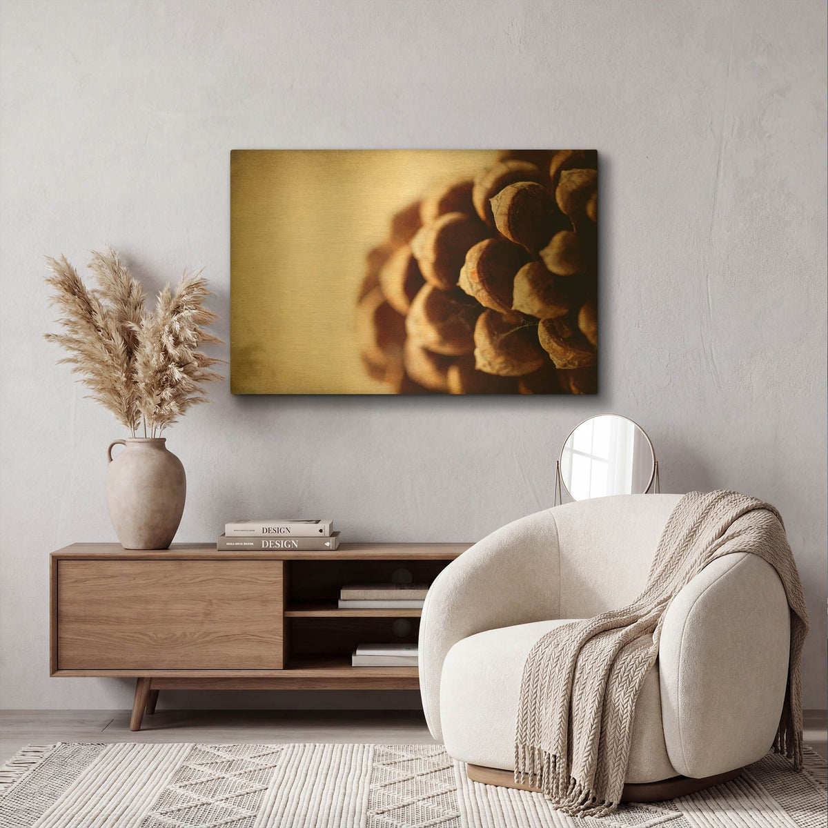 'Pine Cone' By Jessica Rogers Gold Metal Wall Art