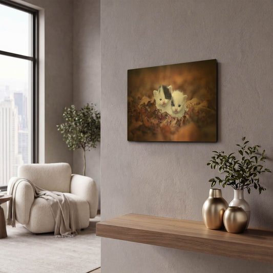 'Kitten Twins' By Jonathan Ross Gold Metal Wall Art