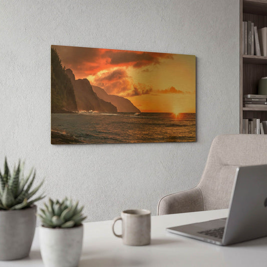 'Nepali Coast Sunset' By Jonathan Ross Gold Metal Wall Art