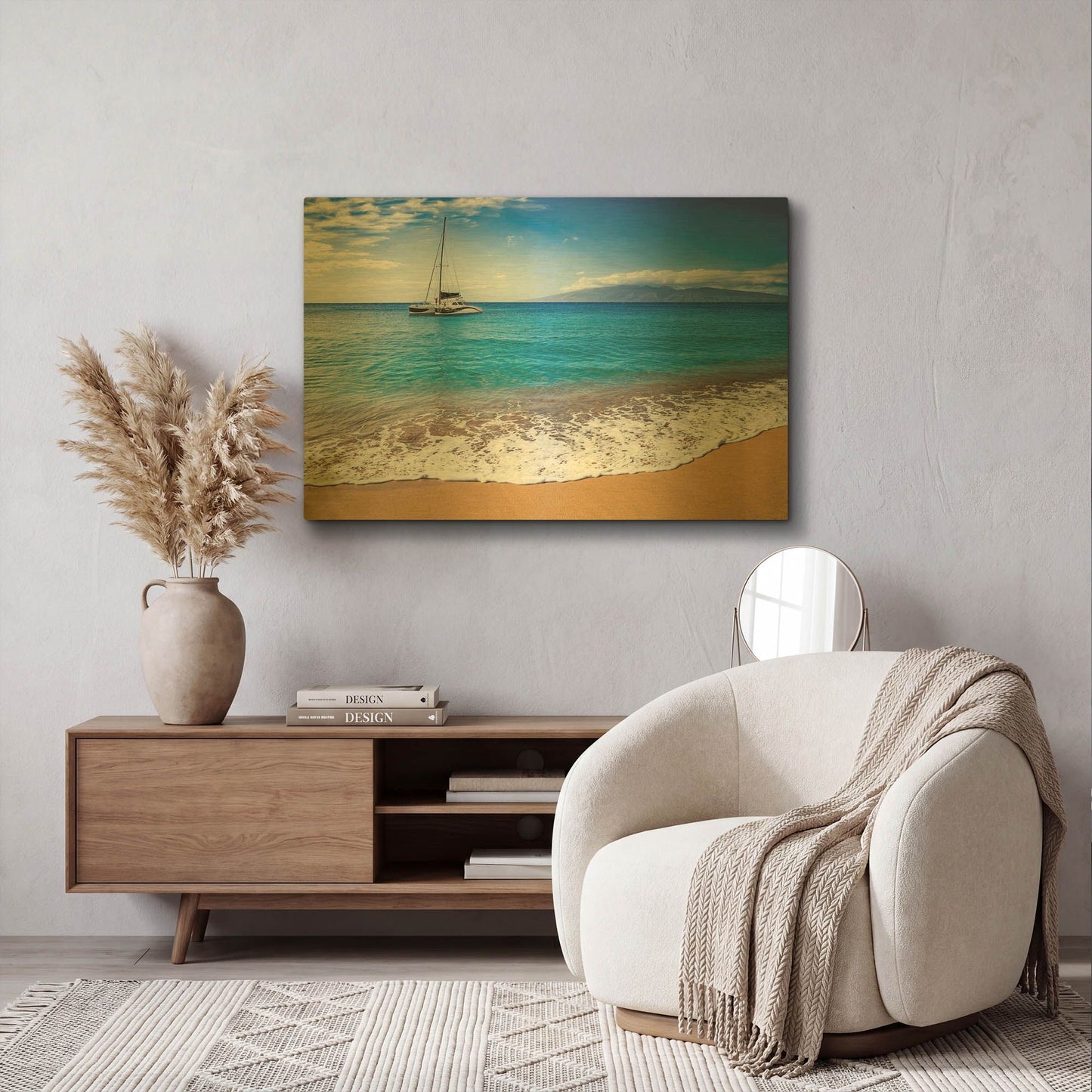 'Sailing Near Maui' By Jonathan Ross Gold Metal Wall Art