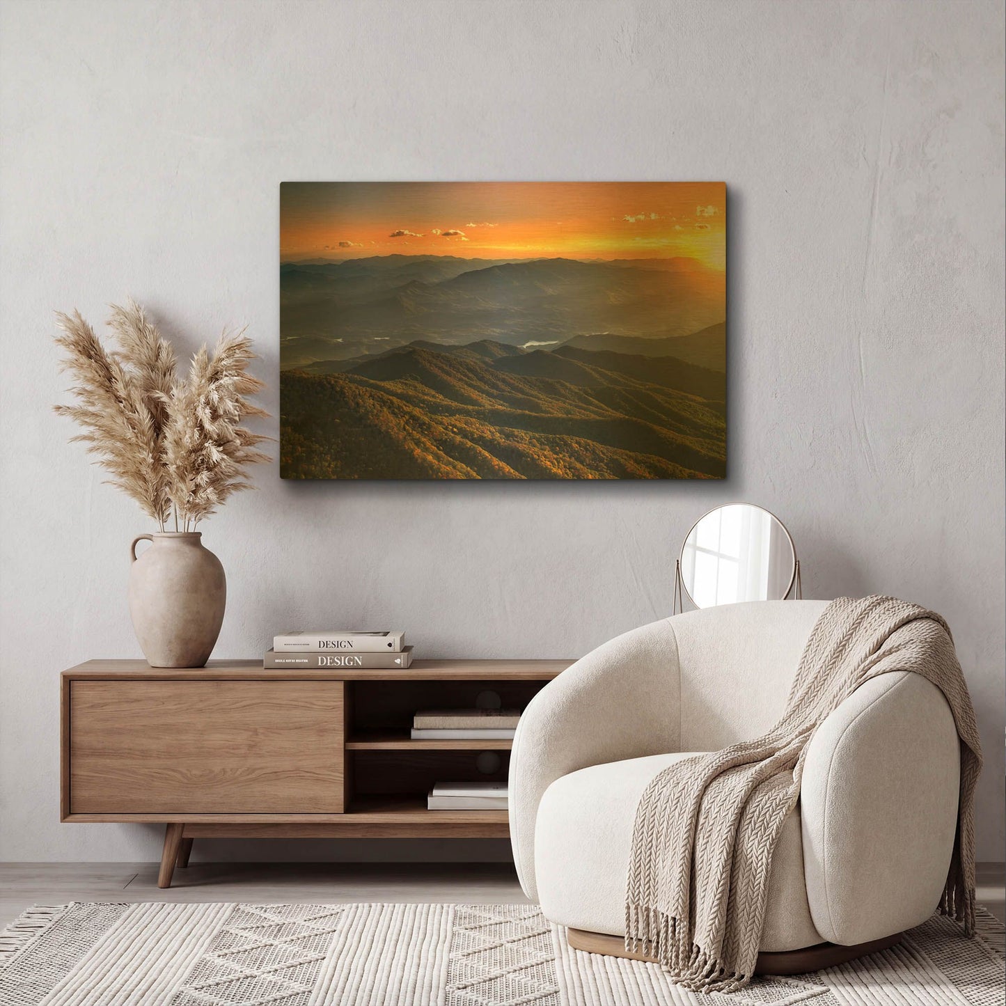 'Smoky Mountains Sunset' By Jonathan Ross Gold Metal Wall Art