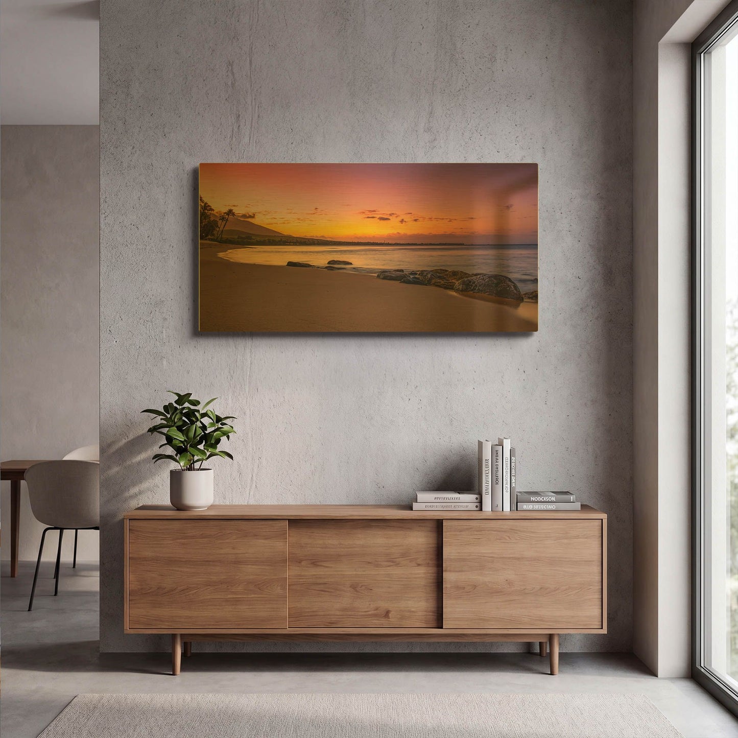 'Sunset Beach' By Jonathan Ross Gold Metal Wall Art
