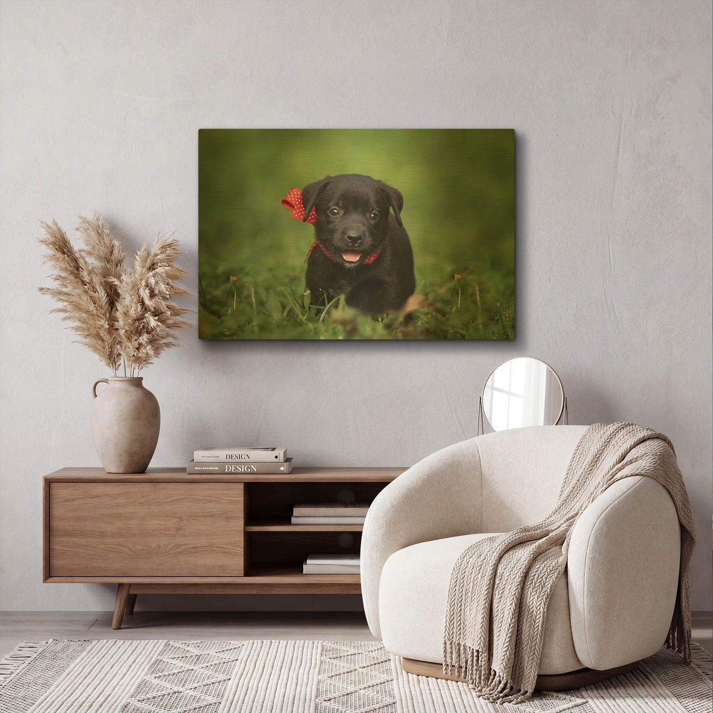 'Black Lab Pup 10' By Jonathan Ross Gold Metal Wall Art
