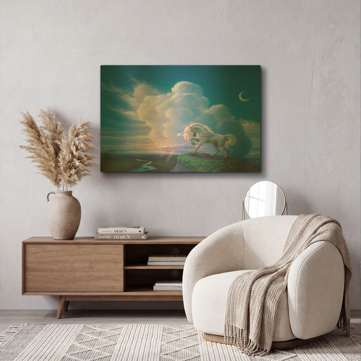 'Rainbow Unicorn' By Kirk Reinert Gold Metal Wall Art