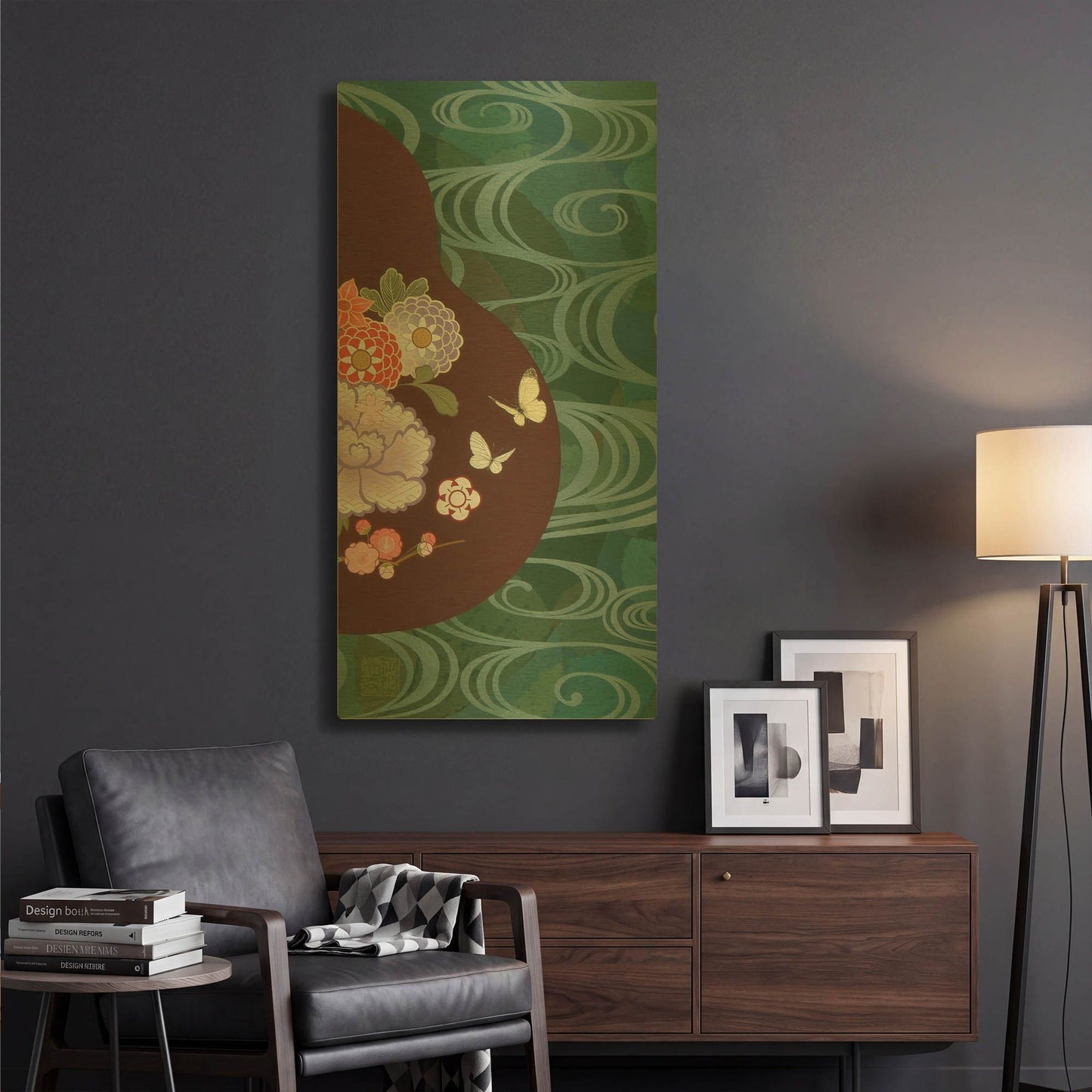 'Running Water II' By Zigen Tanabe Gold Metal Wall Art