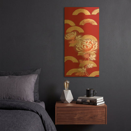 'Chrysanthemum II' By Zigen Tanabe Gold Metal Wall Art