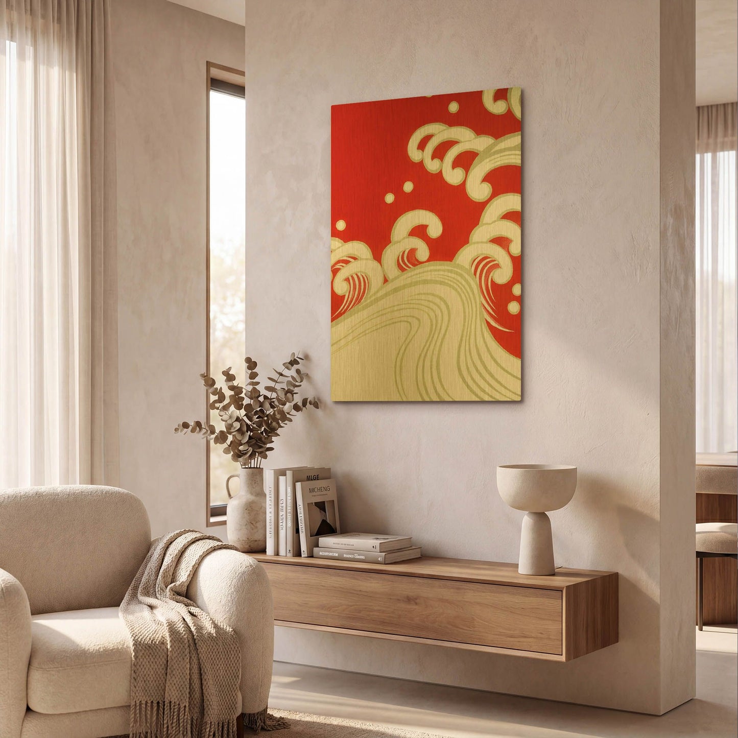 'Wave B' By Zigen Tanabe Gold Metal Wall Art