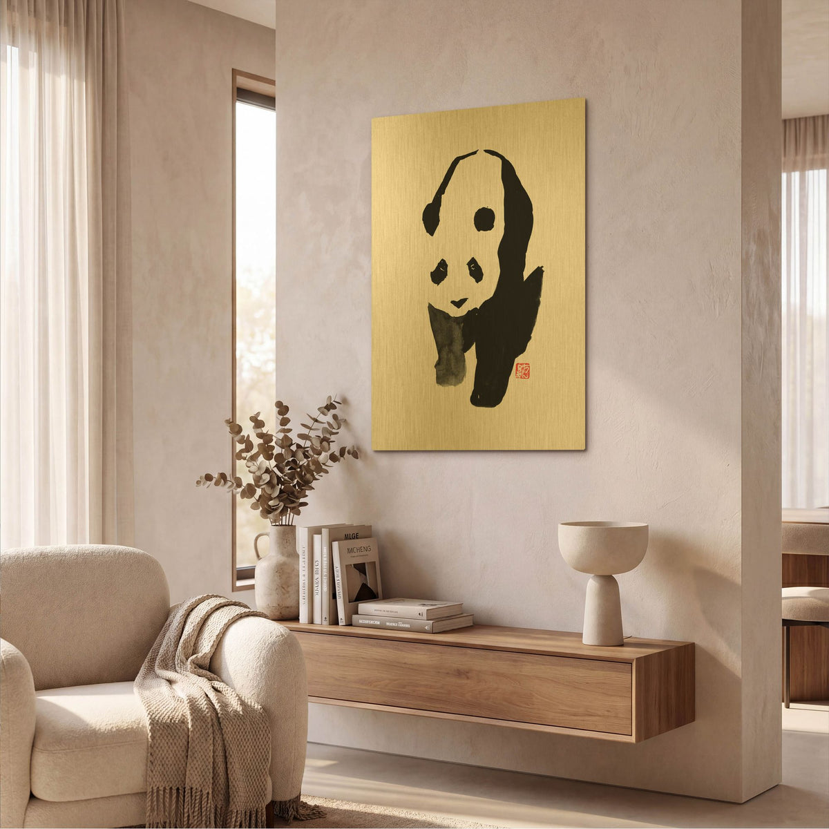 'Panda' By Pechane Gold Metal Wall Art