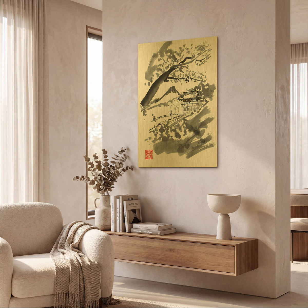 'Temple' By Pechane Gold Metal Wall Art