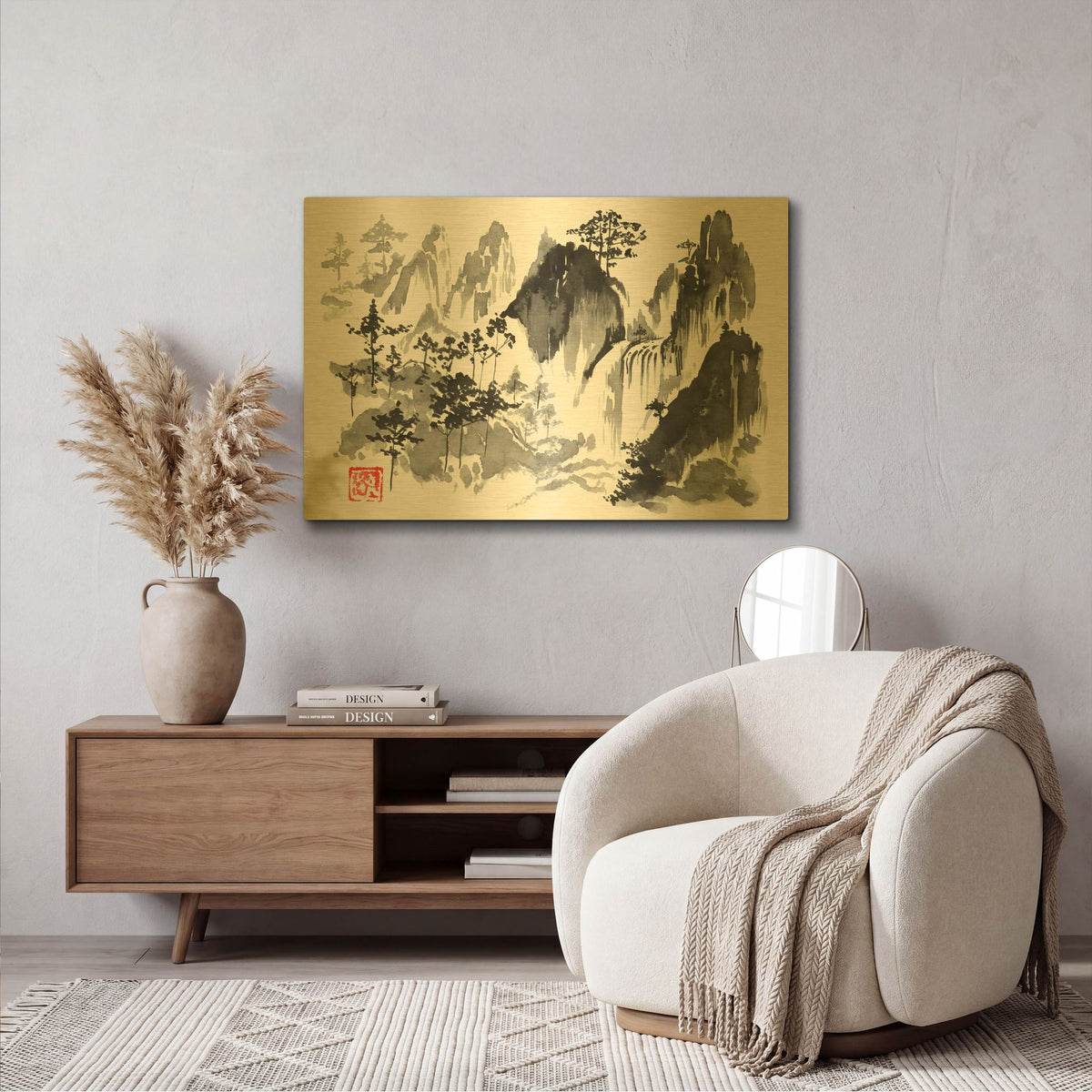 'Cascade' By Pechane Gold Metal Wall Art