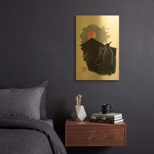 'Lune Rouge' By Pechane Gold Metal Wall Art