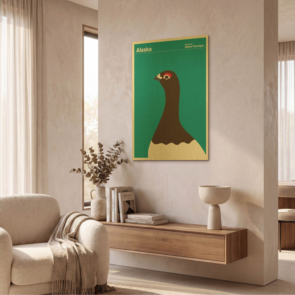 'State Posters AK' By Print Collection Gold Metal Wall Art