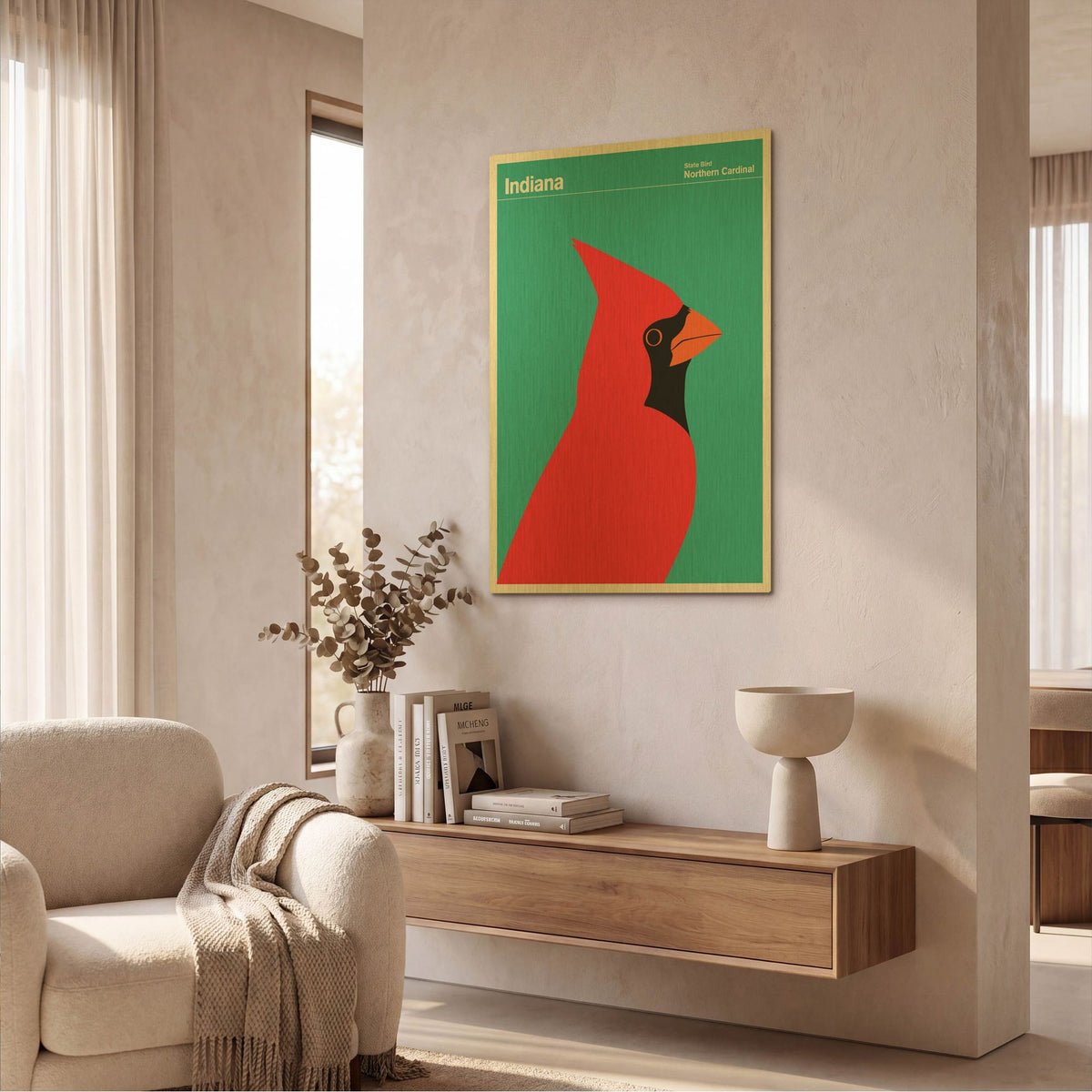'State Posters IN' By Print Collection Gold Metal Wall Art