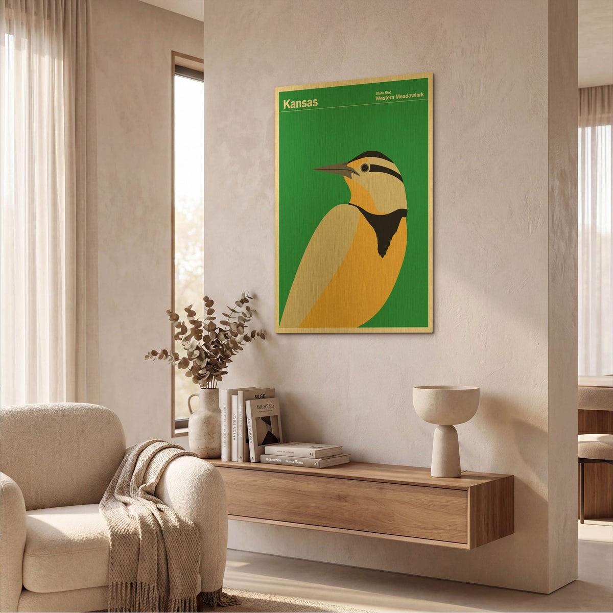 'State Posters KS' By Print Collection Gold Metal Wall Art