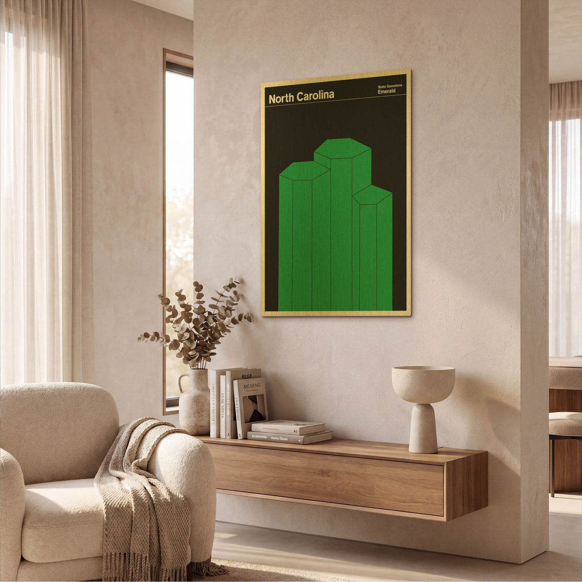 'State Posters NC' By Print Collection Gold Metal Wall Art