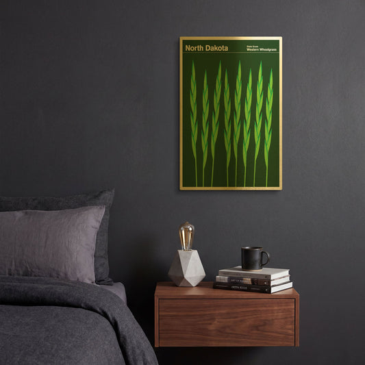 'State Posters ND' By Print Collection Gold Metal Wall Art