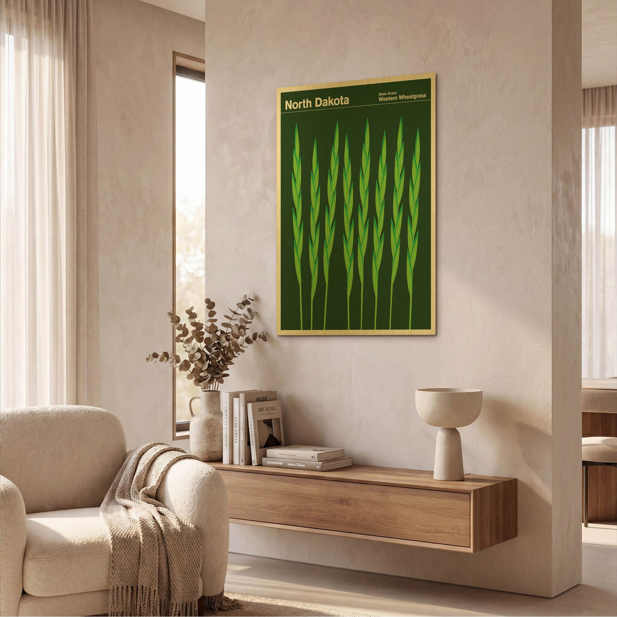 'State Posters ND' By Print Collection Gold Metal Wall Art