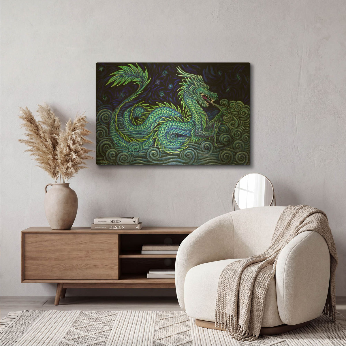 'Chinese Azure Dragon' By Rebecca Wang Art Gold Metal Wall Art