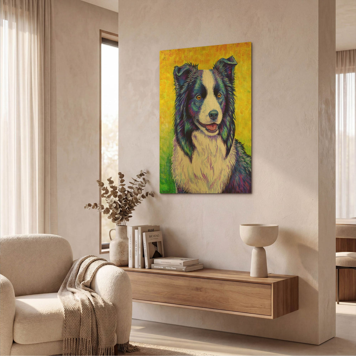 'Border Collie' By Rebecca Wang Art Gold Metal Wall Art