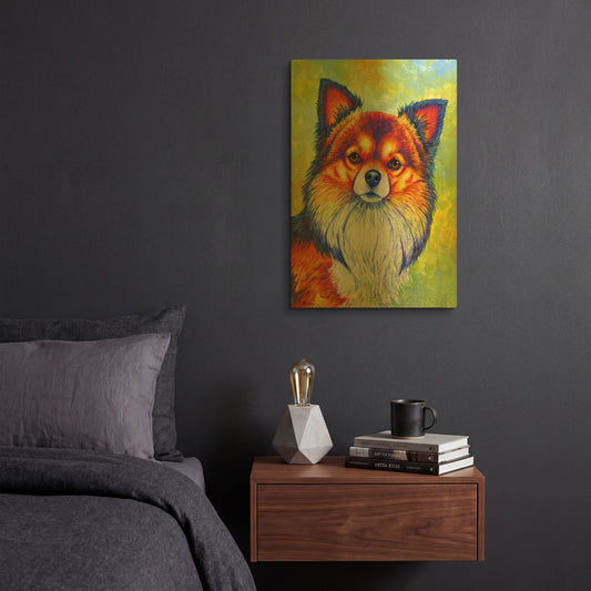 'Longhaired Chihuahua' By Rebecca Wang Art Gold Metal Wall Art