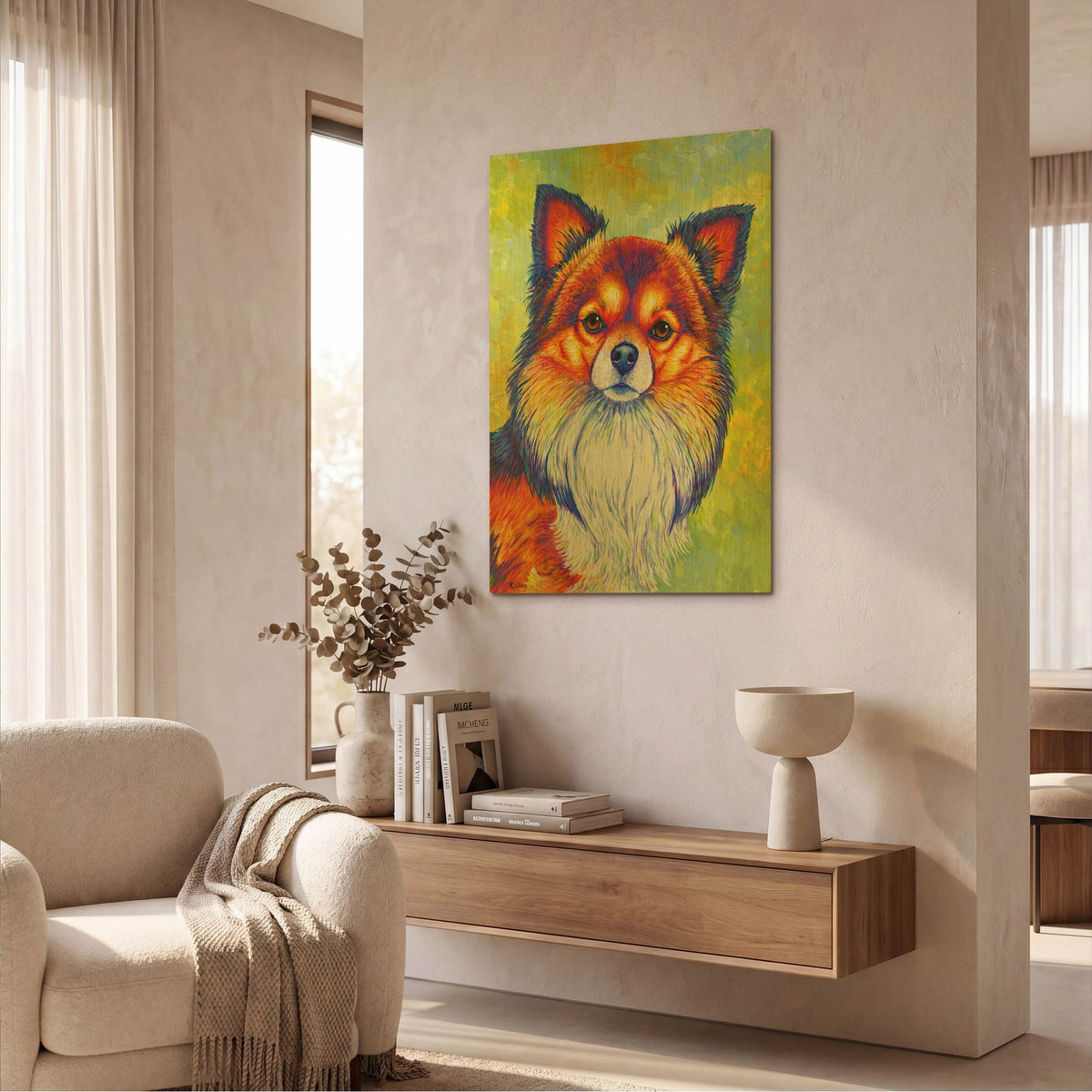 'Longhaired Chihuahua' By Rebecca Wang Art Gold Metal Wall Art