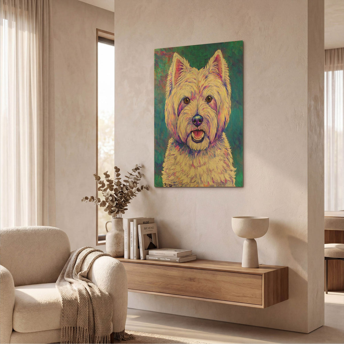 'West Highland White Terrier' By Rebecca Wang Art Gold Metal Wall Art
