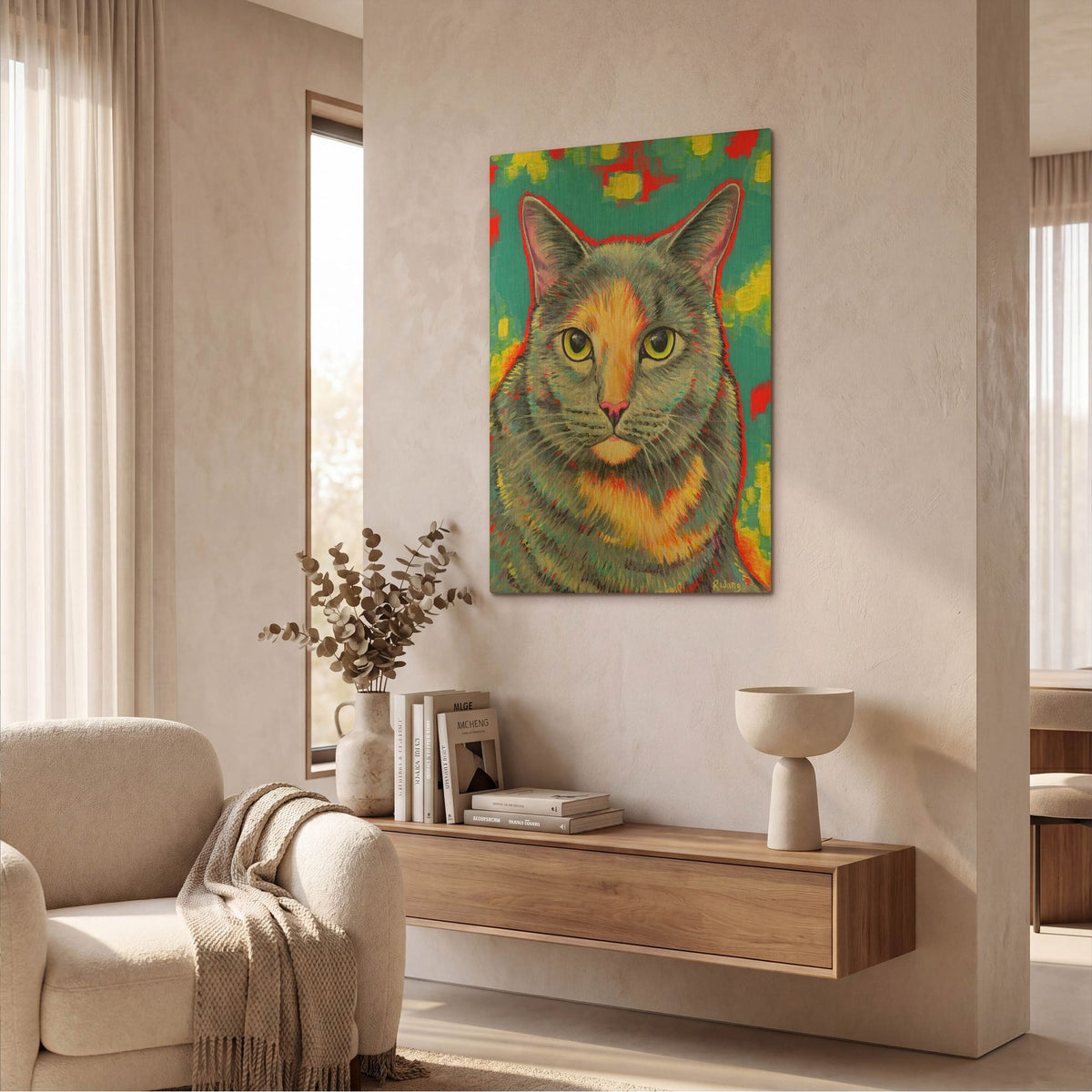 'Dilute Tortoiseshell Cat' By Rebecca Wang Art Gold Metal Wall Art
