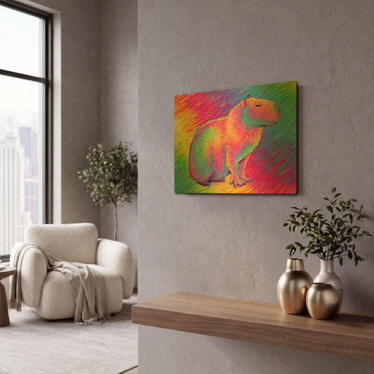 'Chill Capybara' By Rebecca Wang Art Gold Metal Wall Art