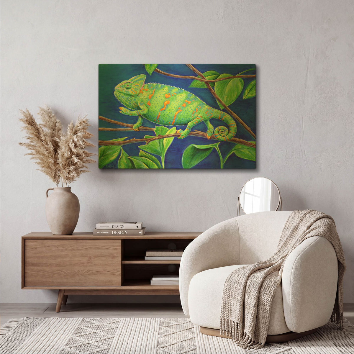 'Veiled Chameleon' By Rebecca Wang Art Gold Metal Wall Art